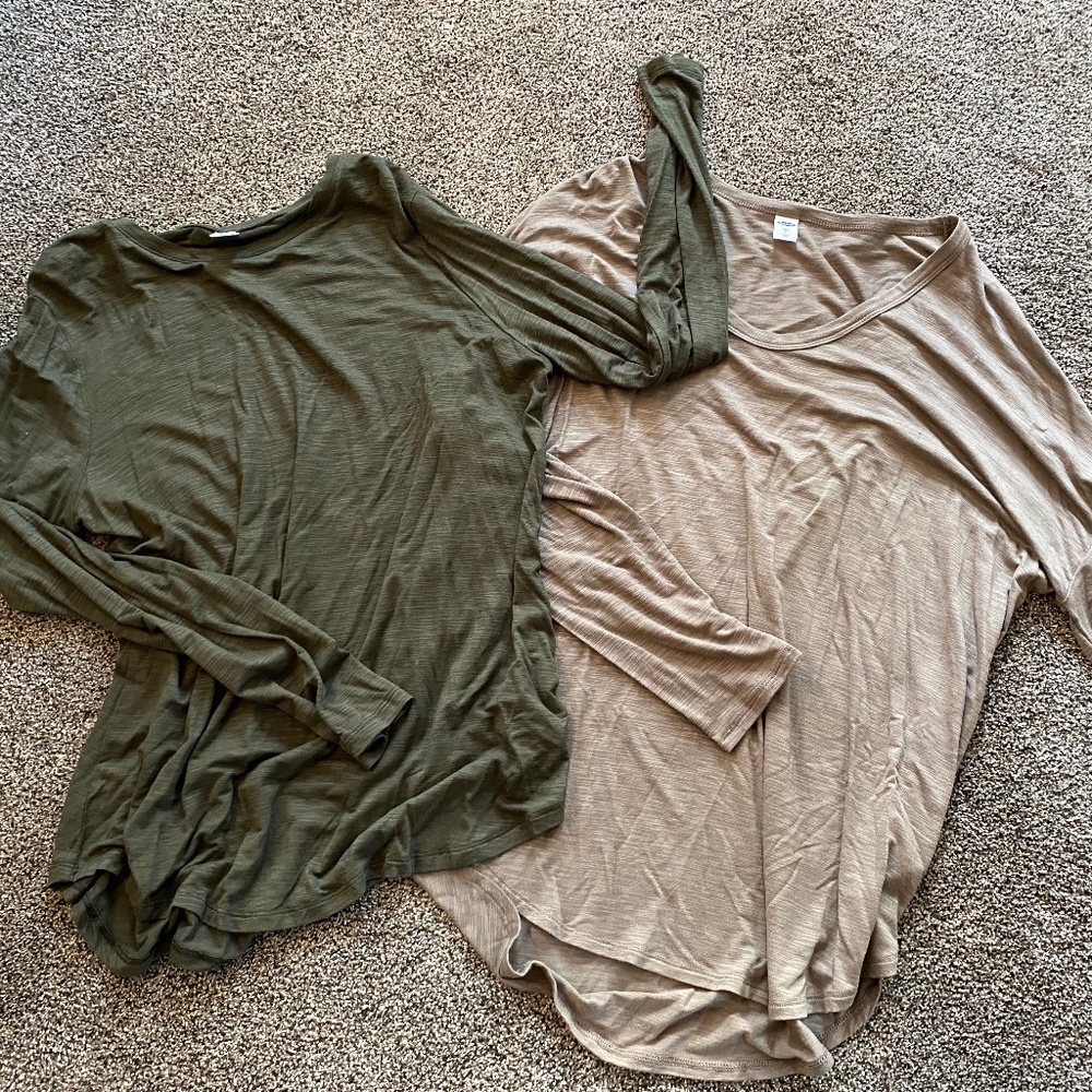 Pair of long sleeved, lightweight, t-shirts